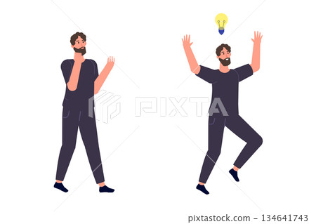 Looking answers to questions, FAQ, searching for ideas and solutions concept. Vector illustration. 134641743
