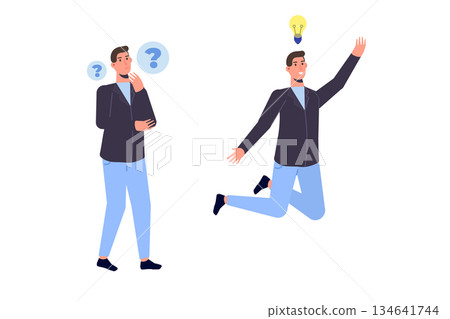 Looking answers to questions, FAQ, searching for ideas and solutions concept. Vector illustration. 134641744