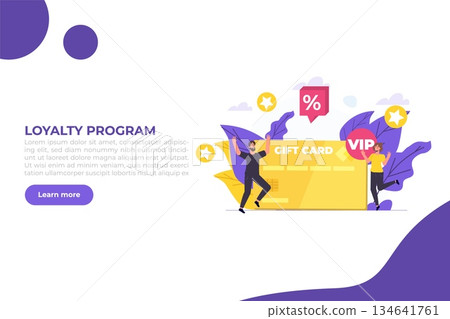Discount, Loyalty card program and customer service. Vector illustration. 134641761