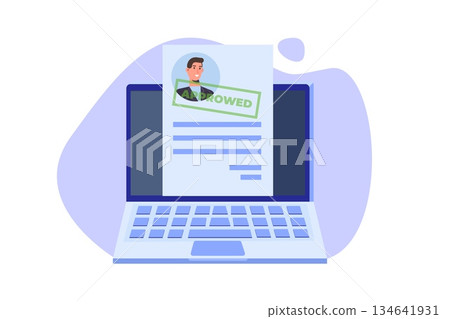 Online CV, Hiring, select resume process concept. Company hr managers hiring a employee online. Vector illustration Online CV, Hiring, select resume process concept. Company hr managers hiring a employee online. Vector illustration 134641931