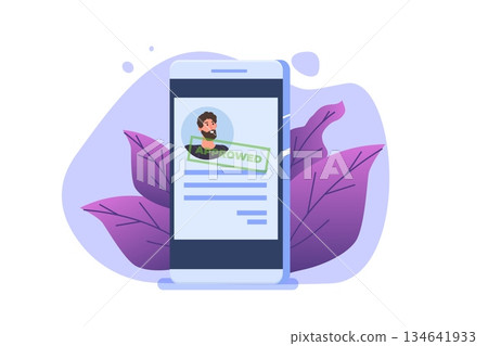 Online CV, Hiring, select resume process concept. Company hr managers hiring a employee online.  Vector illustration 134641933