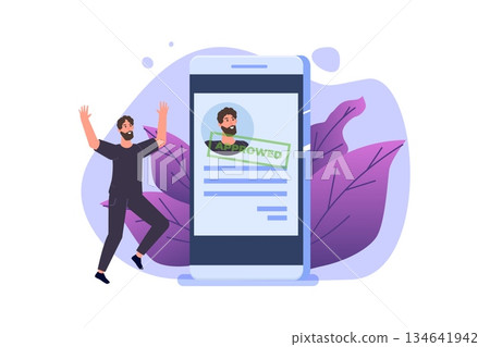 Online CV, Hiring, select resume process concept. Company hr managers hiring a employee online. Vector illustration Online CV, Hiring, select resume process concept. Company hr managers hiring a employee online. Vector illustration 134641942