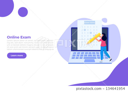 Online exam or testing, E-lerning,  Internet Quiz, Online education, test answer sheet concept. Vector illustration. 134641954