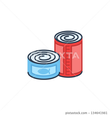 Canned Food vector icon. Adventure icon flat style. perfect use for logo, presentation, website, and more. modern icon design color style Canned Food vector icon. Adventure icon flat style. perfect use for logo, presentation, website, and more. modern icon design color style 134641981