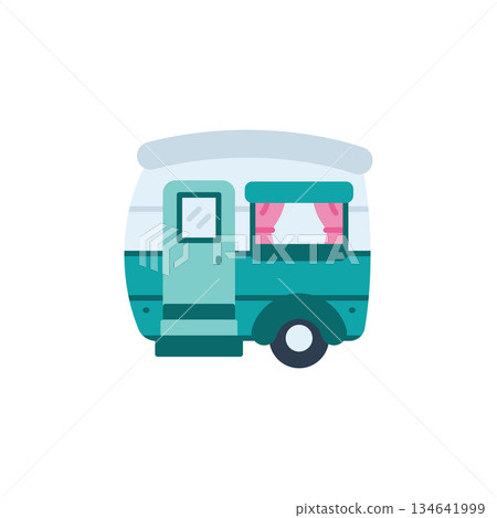 Caravan vector icon. Adventure icon flat style. perfect use for logo, presentation, website, and more. modern icon design color style Caravan vector icon. Adventure icon flat style. perfect use for logo, presentation, website, and more. modern icon design color style 134641999