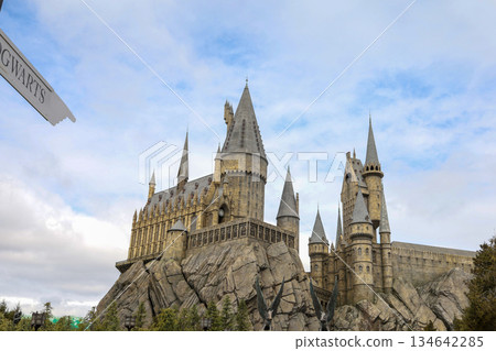 Universal city,Japan-February 22,2024:The harry potter castel is beautiful landscape at Universal Studio osaka,japan 134642285