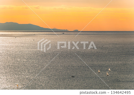 Sunset, dusk, sea image Sagami Bay 134642495