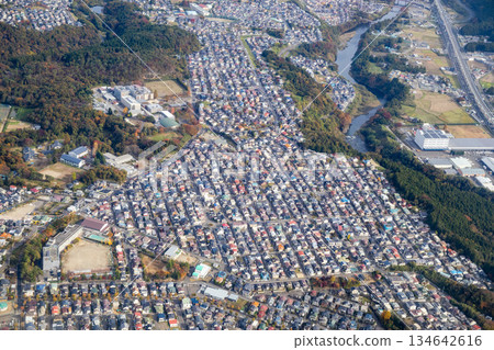 Aerial view of the area around Hitokita in Taihaku Ward, Sendai City Aerial view of the area around Hitokita in Taihaku Ward, Sendai City 134642616