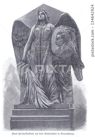Hans Herrig Memorial Angel Statue at Domfriedhof Braunschweig, A Reverent Cemetery Monument Hans Herrig Memorial Angel Statue at Domfriedhof Braunschweig, A Reverent Cemetery Monument 134642924