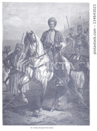 Ottoman Cavalry Leader On Horseback With Guards In a Historic Scene Featuring Kara Fatma And Ottoman Troops, Conveying Courage, Valor, And National Heritage 134643023