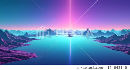 Abstract Neon Gradient Background with Vertical Light Lines. ideal for technology, music, UI banners 134643146