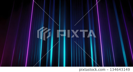 Abstract Neon Gradient Background with Vertical Light Lines. ideal for technology, music, UI banners 134643149