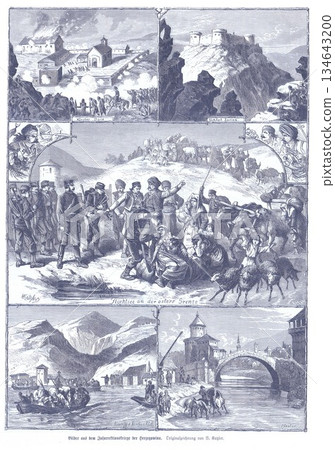Historic Scenes Of Refugees At The Austrian Border During War And Fortifications 134643200