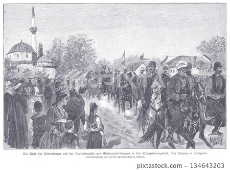 Procession of the Crown Prince and Officials in Sarajevo During Austro-Hungarian Occupation, 1888 134643203