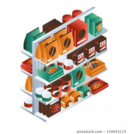 Candy food shelf icon, isometric style 134643214