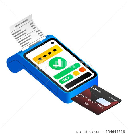 Pos terminal icon, isometric style 134643218