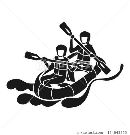 Double rafting icon, simple style Double rafting icon, simple style 134643233