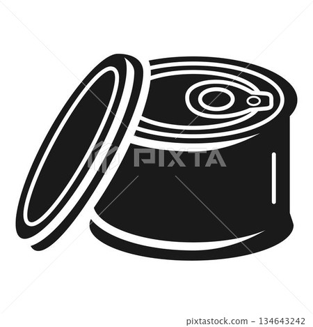 Canned food with plastic lid icon, simple style Canned food with plastic lid icon, simple style 134643242