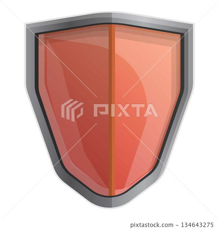 Red shield icon, cartoon style Red shield icon, cartoon style 134643275