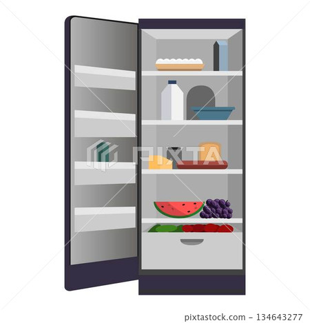 Open home fridge icon, cartoon style Open home fridge icon, cartoon style 134643277