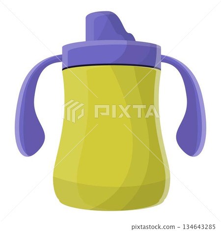 Yellow sippy cup icon, cartoon style Yellow sippy cup icon, cartoon style 134643285
