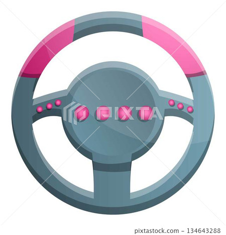 Steering wheel gamepad icon, cartoon style 134643288