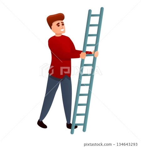 Man take ladder icon, cartoon style 134643293