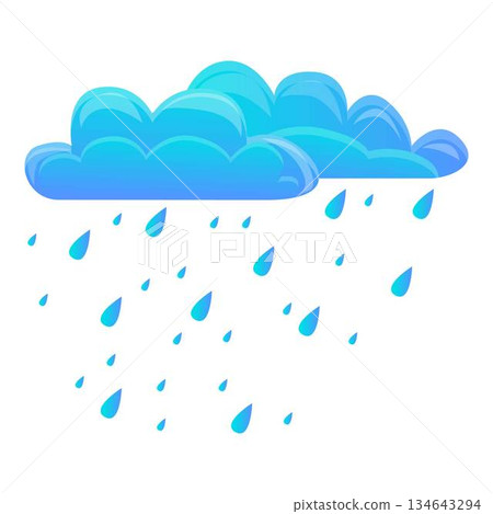Rainy cloud icon, cartoon style 134643294