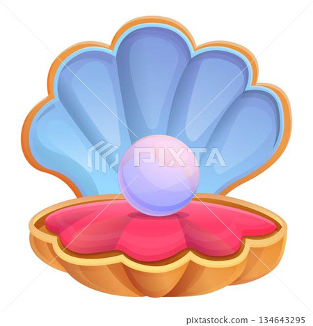 Ocean pearl shell icon, cartoon style 134643295
