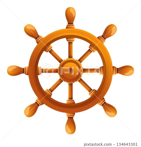 Ship steering wheel icon, cartoon style 134643301