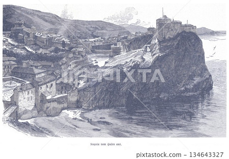 Historic Dubrovnik Cliff Fortress Overlooking the Adriatic Sea From the Old Town Coastal Castle Historic Dubrovnik Cliff Fortress Overlooking the Adriatic Sea From the Old Town Coastal Castle 134643327