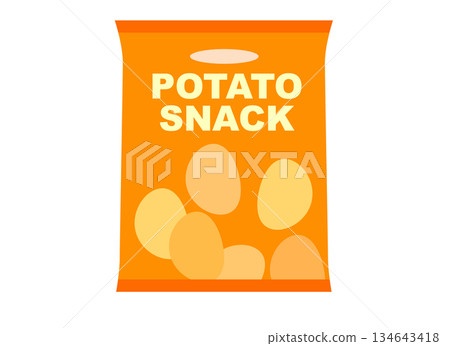Illustration of a bag of potato snacks Illustration of a bag of potato snacks 134643418