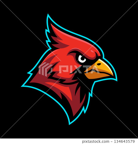 Red Cardinal Bird Character e-Sport Logo Vector Template Red Cardinal Bird Character e-Sport Logo Vector Template 134643579
