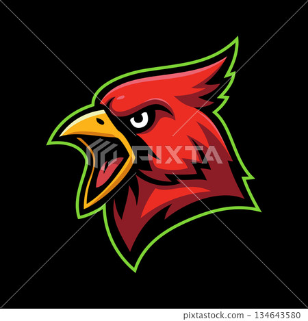 Cardinal Bird Character e-Sport Logo Vector Template 134643580