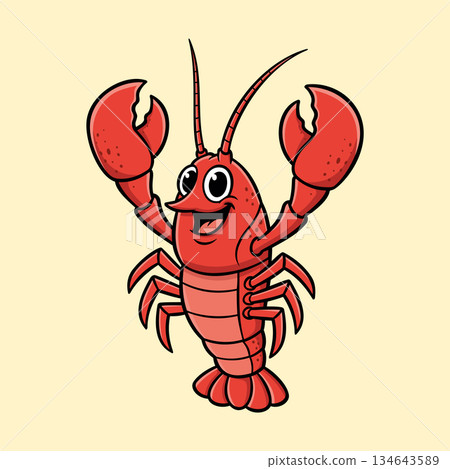 Happy Lobster Character Seafood Restaurant Logo Vector Template Happy Lobster Character Seafood Restaurant Logo Vector Template 134643589