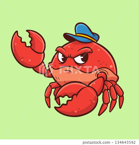 Captain Crab Character Seafood Restaurant Logo Vector Template 134643592