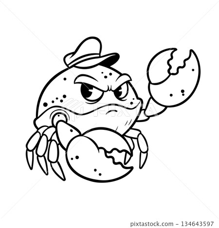 Line Captain Crab Character Seafood Restaurant Logo Vector Template 134643597