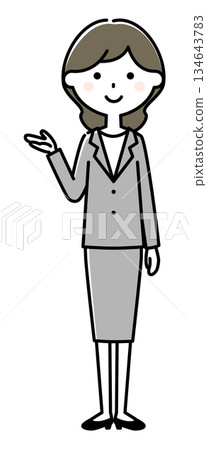 這是一位穿著西裝的女士在引導你。 這是一位穿著西裝的女士在引導你。 134643783