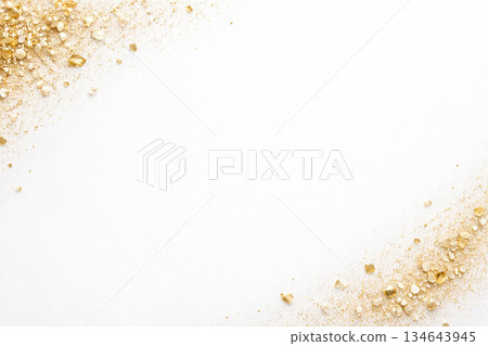 White background with gold leaf and gold glitter. Luxurious abstract background material. 134643945