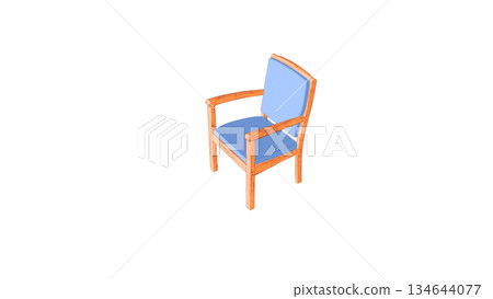 簡單的藍色椅子插圖 134644077