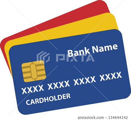 Colorful vector illustration of credit cards with chip design Colorful vector illustration of credit cards with chip design 134644142
