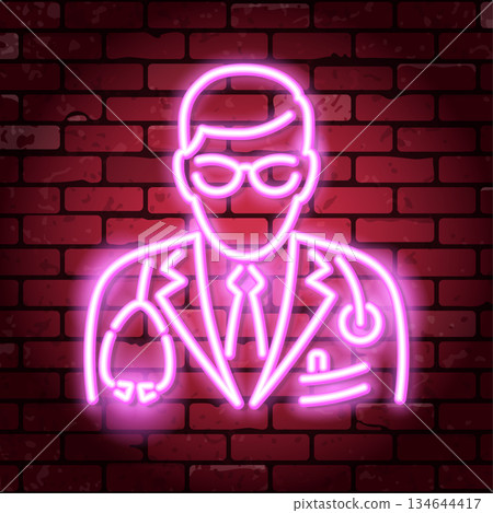 Doctor with Stethoscope Neon Signboard 134644417