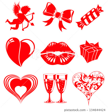 Valentines Day Icons 134644424