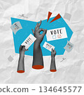 Empowered voices showcasing the act of voting in democracy. Vector illustration 134645577