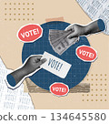 Vote engagement strategy with dynamic graphic elements. Vector illustration 134645580