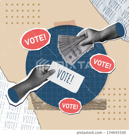 Vote engagement strategy with dynamic graphic elements. Vector illustration 134645580