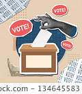 Vote awareness campaign with creative graphic elements. Vector illustration 134645583