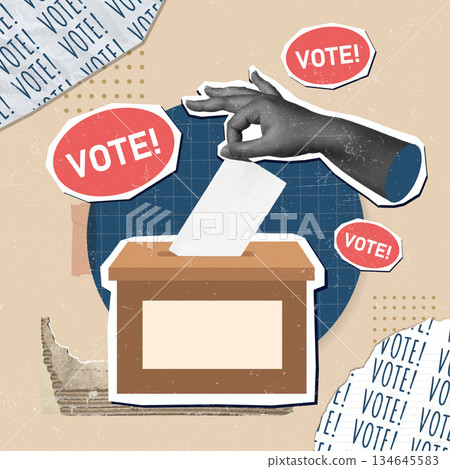 Vote awareness campaign with creative graphic elements. Vector illustration 134645583