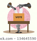 Civic engagement and voting awareness with financial elements. Vector illustration 134645590