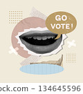 Vote encouragement illustrated with expressive speech bubble. Vector illustration 134645596